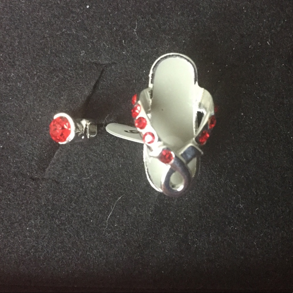 DIABETES AWARENESS FLIP-FLOP RING, Sz 10, New
